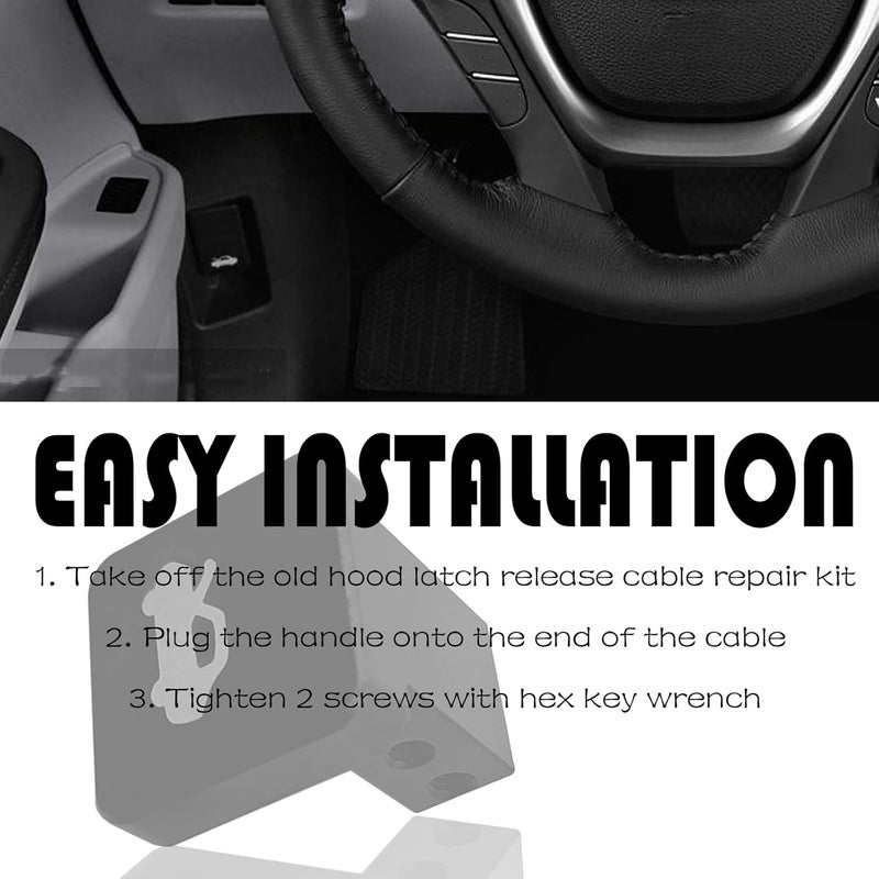 GolTHd Hood Latch Release Implement, Hood Cover Lock Switch, Compatible with 1996-2011 Honda Civic, 2003-2011 Element, 2006-2014 Ridgeline, 1997-2006 CR-V (Black) - Image 3